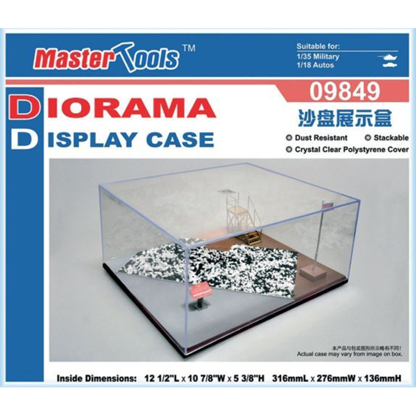 Diorama Display Case 316x276x136mm Gravel Effect Base Stairs + Flagpole