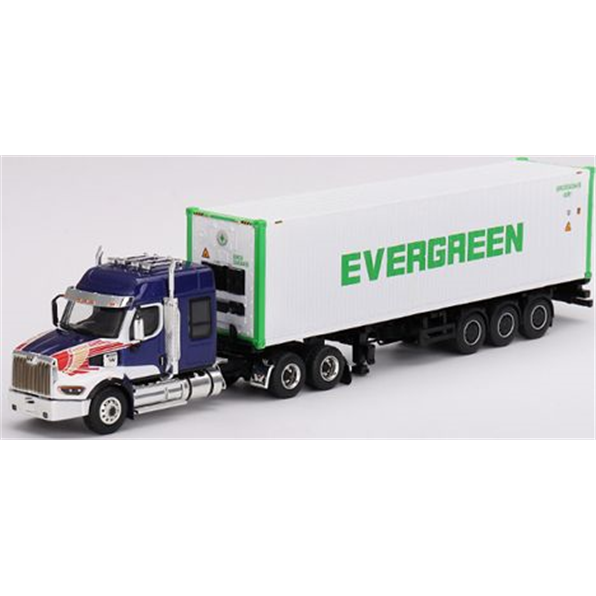 Western Star 49X Blue w/40' Reefer Container Evergreen (LHD)