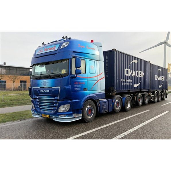 DAF XF SSC 6x2 Twin Steer 2Connect Combi 2+3 Axle + 2x 20ft Container J.G. Verweij