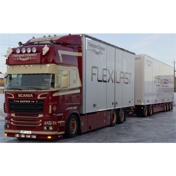 Scania R6 Topline 6x2 Riged Truck Drawbar Box 8 Axle 'Transportteamet (Flexilast)'